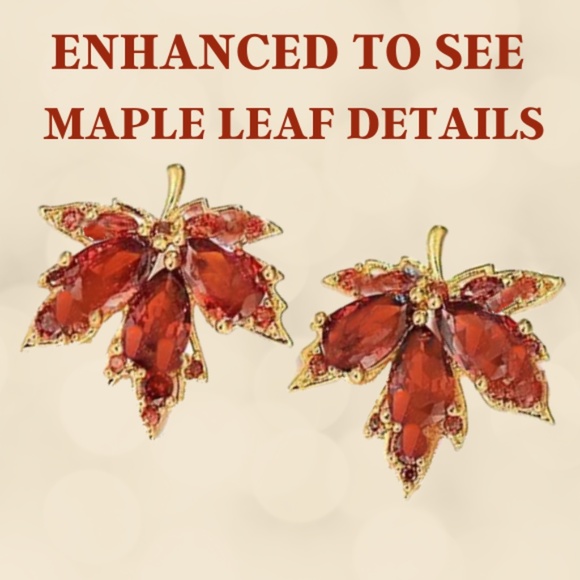 Red Maple Leaf Retro Stud Earrings New With Tags - Sealed in Manufacturer Bag - Picture 1 of 6